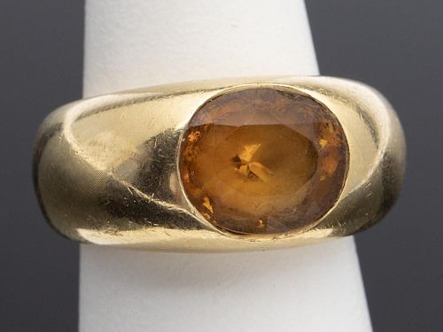 18K Gold and Citrine Ring, Size 6.5