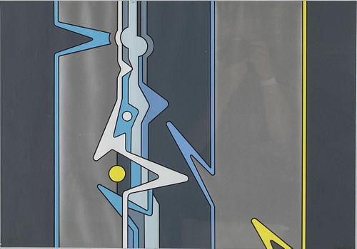 Zemaro, Abstract in Yellow & Blue, Lithograph, 1975