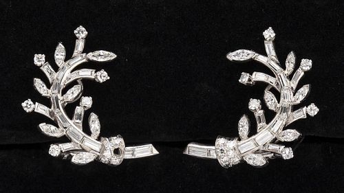 Van Cleef & Arpels Diamond & Platinum Spray Earrings