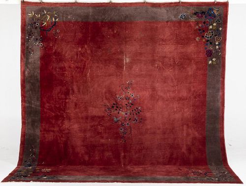 Chinese Red, Blue and Brown Nichols Rug