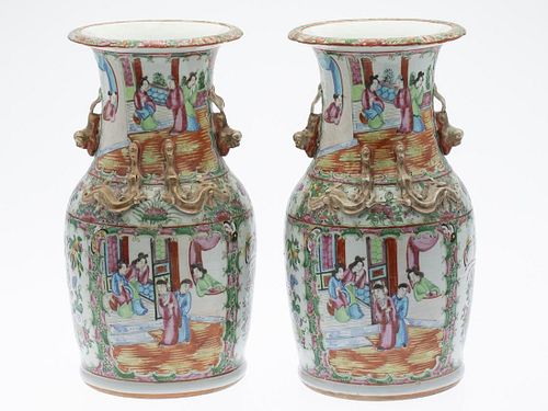 Pair of Chinese Famille Rose Urns