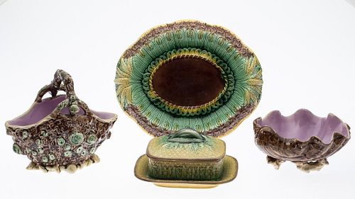 Group of 4 Pieces of Unmarked Majolica