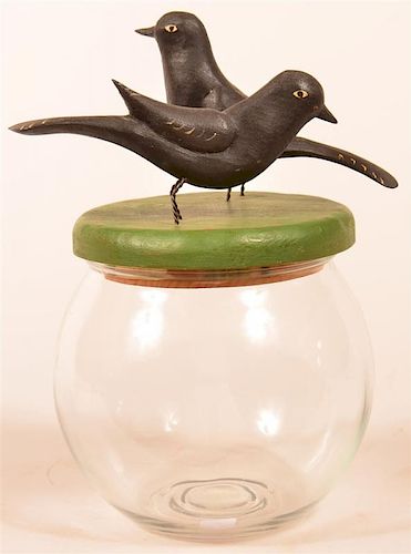 Gottshall Glass Canister with Black Birds.
