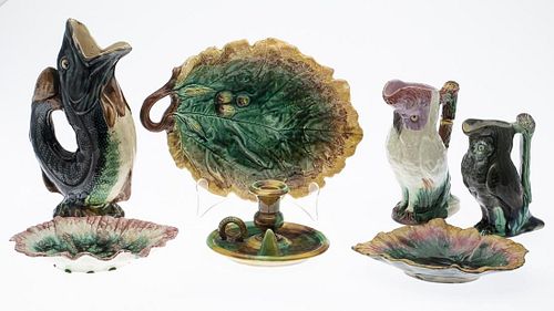 Group of 7 Pieces of Unmarked Majolica