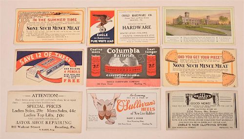 Lot of 9 Vintage Advertising Blodders.