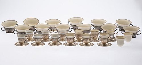 Lenox Porcelain Cups with Sterling Silver Bases