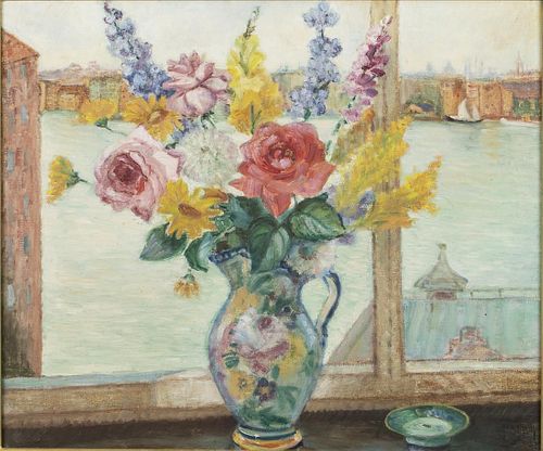 Isma Nordquist, Floral Still Life with River, 1943