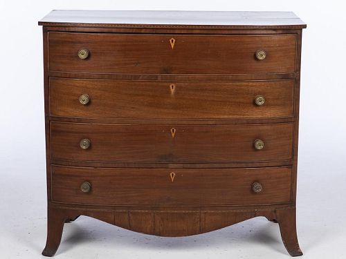 George III Style Mahogany Bowfront Chest, 19th C.