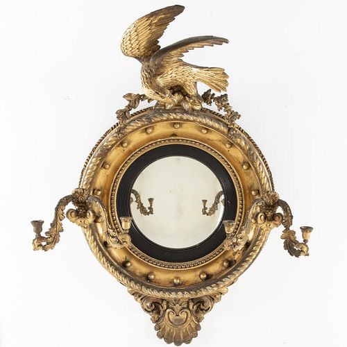 Victorian Giltwood Convex Mirror, 19th Century