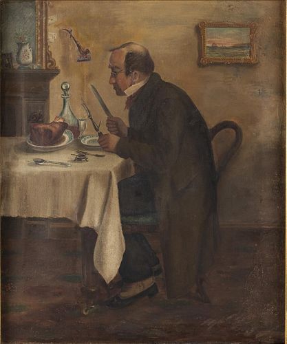 British School, Man Eating in an Interior