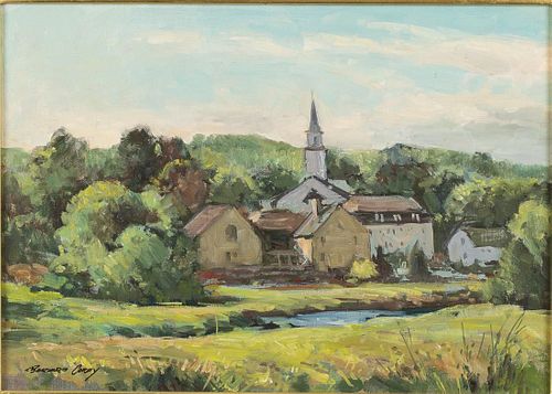 Bernard Corey, River Landscape, Oil on Canvas