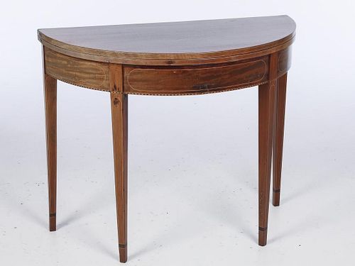 Federal Inlaid Mahogany Demilune Table, 19th Century