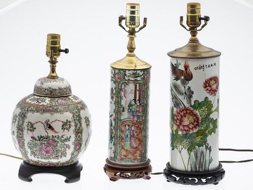 3 Chinese Porcelain Lamps