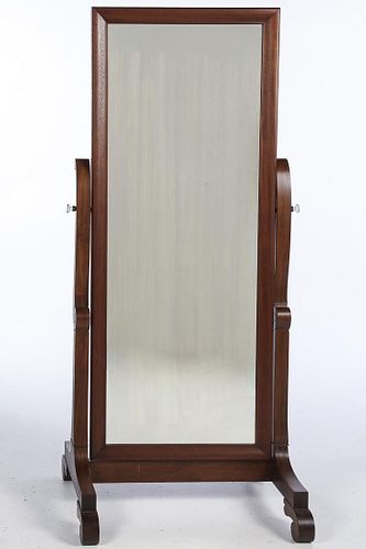 Empire Style Mahogany Cheval Mirror, 20th Century