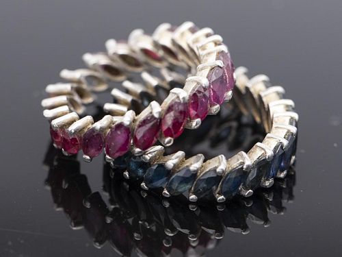 Ruby and Platinum Band & Sapphire and Platinum Band