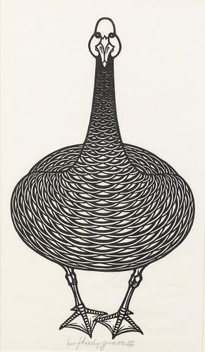 Jacques Hnizdovsky, Goose, Woodcut, 1974