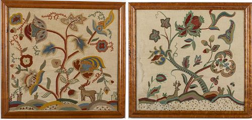 Two Framed Crewelwork Pieces