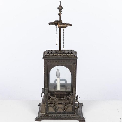 Wright and Butler Cast Iron Heater Mounted as a Lamp