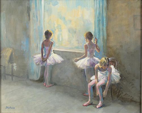 Marcos Blahove, Ballerinas, Oil on Canvas