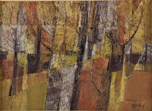 Pat Eng, Abstract of Trees, Oil on Canvas