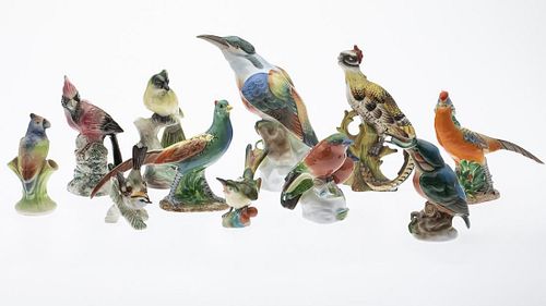 11 Ceramic Birds Including Herend