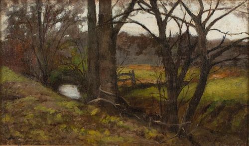 British School, River Landscape, Oil on Canvas