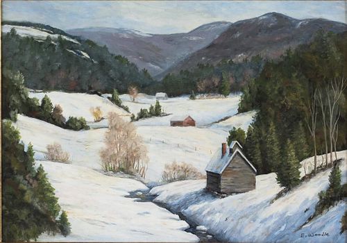 Edgar L. Woodle Jr., Vermont Winter, Oil on Canvas