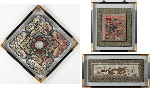 3 Framed Chinese Embroideries