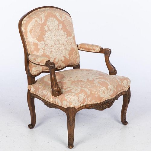 Louis XV Style Walnut Open Armchair
