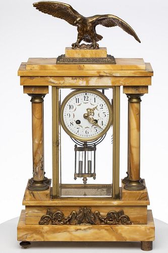 French Gilt Bronze and Marble Mantle Clock