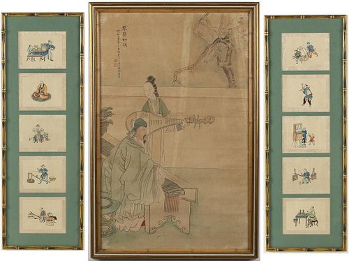 Three Chinese Framed Watercolors