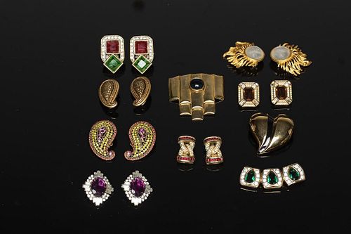7 Pairs Costume Earrings Including Dior and 3 Pins