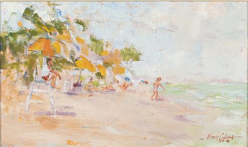 Homer Collins, Beach Scene, Oil on Canvas, 1987