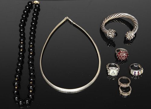 Group of Sterling Silver and Onyx Jewelry