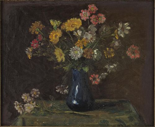 Unsigned, Still Life of Flowers, Oil on Canvas