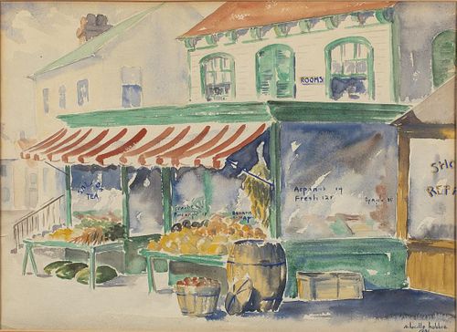 Lucille Hobbie, Grocer, Watercolor on Paper