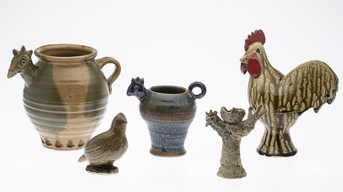 5 Pieces of Chicken Related NC pottery