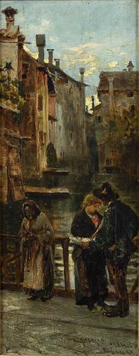 Indistinctly Signed, Venetian Scene, Oil on Canvas