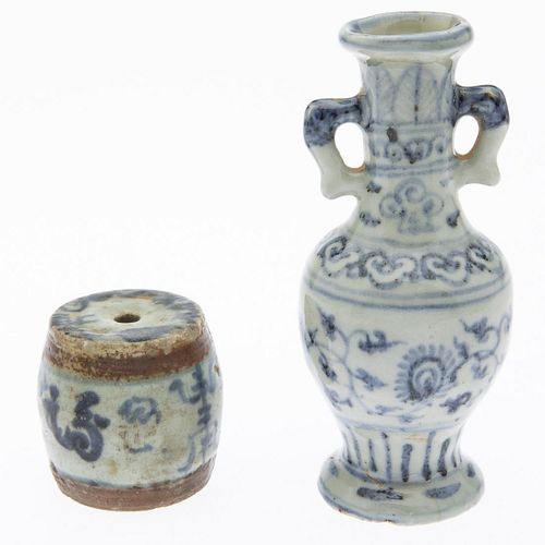 2 Chinese Qing Blue and White Ceramics