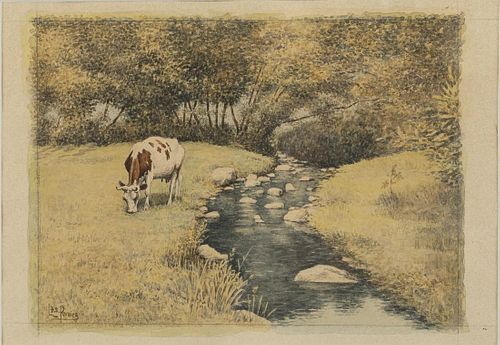 L.H.S. Pereira, Landscape with Stream and Cow