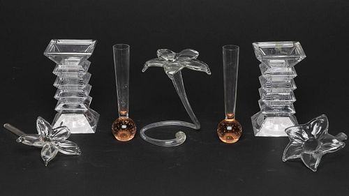 7 Contemporary Glassware Pieces and Ceramic Bud Vase