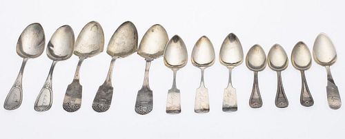 12 Various Coin Silver Spoons