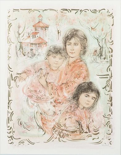 Edna Hibel, Mother and Daughters, Lithograph