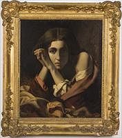 3753612: Unsigned, Portrait of a Woman, 19th Century, Oil on Canvas E3RDL