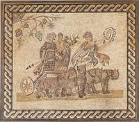 3753432: Roman Mosaic Floor Section of Chariot with Tigers E3RDA