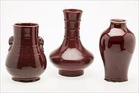 3753610: 3 Chinese Copper Red Glazed Porcelain Vases, Modern E3RDC