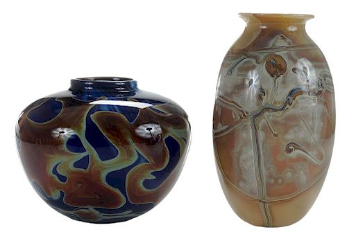 Two Dick Huss Glass Vases