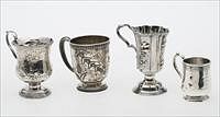 3753479: Group of 4 Coin and Sterling Silver Footed Cups with Handles E3RDQ