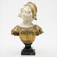 3753428: Affortunato Gory (French/Italian, 1895-1925), Bust
 of a Woman, Marble and Gilt-Bronze E3RDL