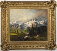 3776690: Karl Eugene Felix (Austrian/American, 1836/7-1906),
 Mountainous Landscape, Oil on Canvas E3RDL